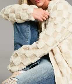BKE Checkered Sherpa Jacket Checkered Taupe Outlet