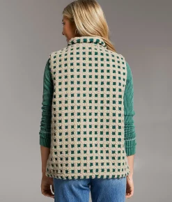 BKE Checkered Sherpa Vest Olive Taupe Outlet