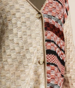 Tops | Gilded Intent Checkered Stitch Cardigan Sweater Multi