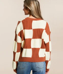 Tops | Illa Illa Checkered Sweater Sage