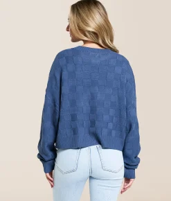 Tops | Double Zero Checkered Sweater Cream