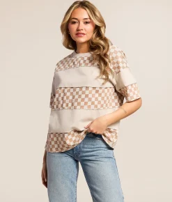 Gilded Intent Checker Oversized Top Checker Print Sale