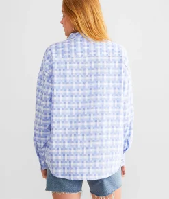 Tops | Gilded Intent Checker Shirt Blue