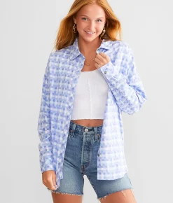 Tops | Gilded Intent Checker Shirt Blue