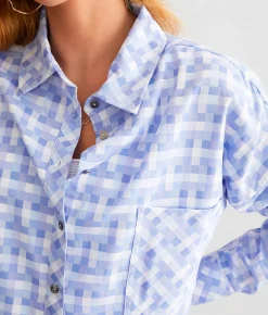 Tops | Gilded Intent Checker Shirt Blue