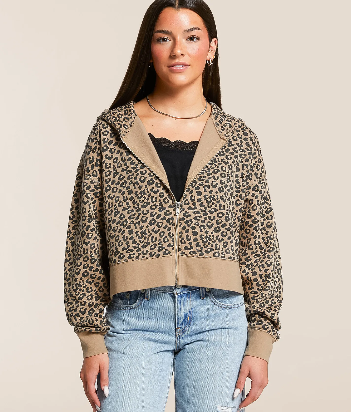 FITZ + EDDI Cropped Hoodie Cheetah