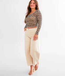 Tops | Willow & Root Cheetah Mesh Cropped Top Black Multi