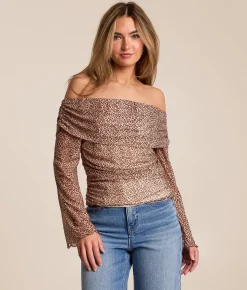 Willow & Root Off The Shoulder Top Cheetah New