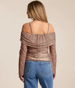 Willow & Root Off The Shoulder Top Cheetah New