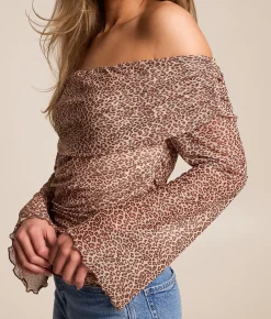 Willow & Root Off The Shoulder Top Cheetah New