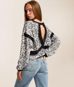 FITZ + EDDI Cheetah Open Back Top Grey Black Cheetah Sale