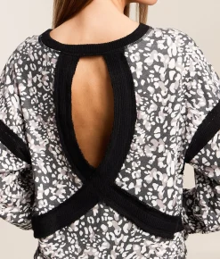 FITZ + EDDI Cheetah Open Back Top Grey Black Cheetah Sale