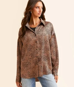 Daytrip Satin Blouse Cheetah Online