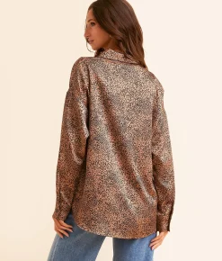 Daytrip Satin Blouse Cheetah Online