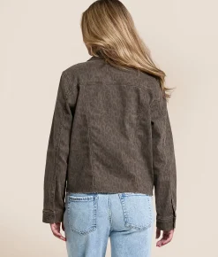 HIDDEN Cheetah Stretch Denim Jacket Dark Cheetah Sale