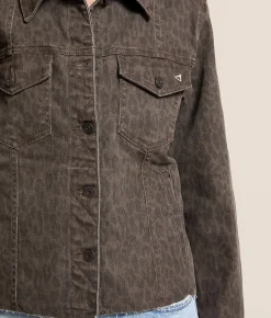 HIDDEN Cheetah Stretch Denim Jacket Dark Cheetah Sale