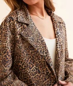 Open SZN Cheetah Trench Jacket Black Cream Outlet