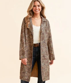 Open SZN Cheetah Trench Jacket Black Cream Outlet