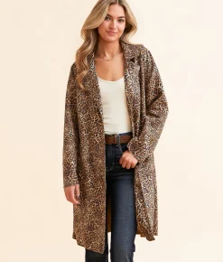 Open SZN Cheetah Trench Jacket Black Cream Outlet