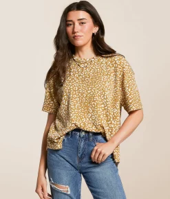 Tops | Daytrip Cheetah Urban Ribbed Top Brown Cream