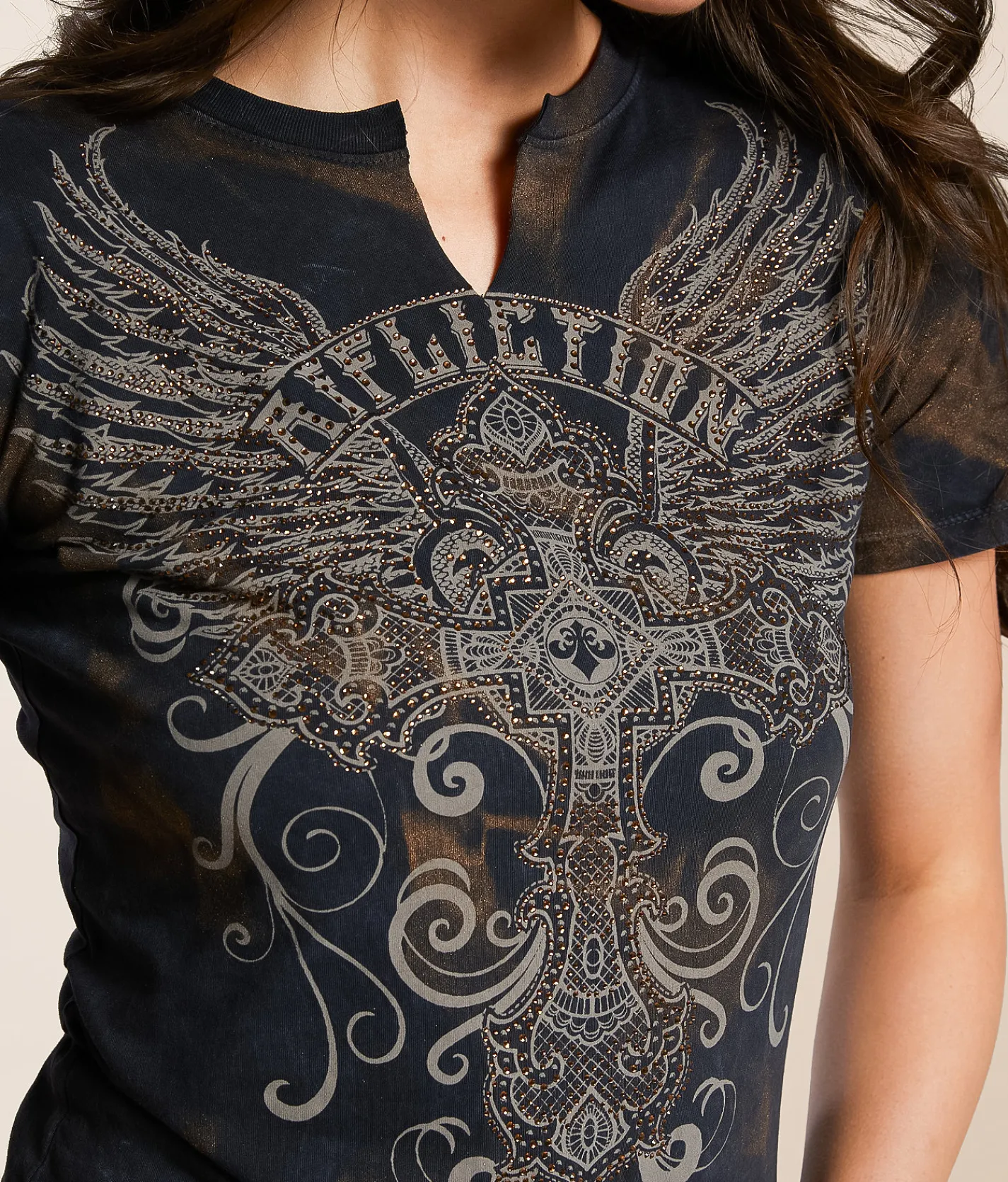 Tops | Affliction Chemawa Heights T-Shirt Black Lava Metallic Spray
