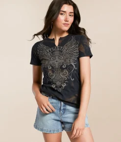 Tops | Affliction Chemawa Heights T-Shirt Black Lava Metallic Spray