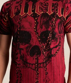 Affliction Chemical Rain T-Shirt Dirty Red Lava Wash Best