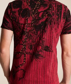 Affliction Chemical Rain T-Shirt Dirty Red Lava Wash Best