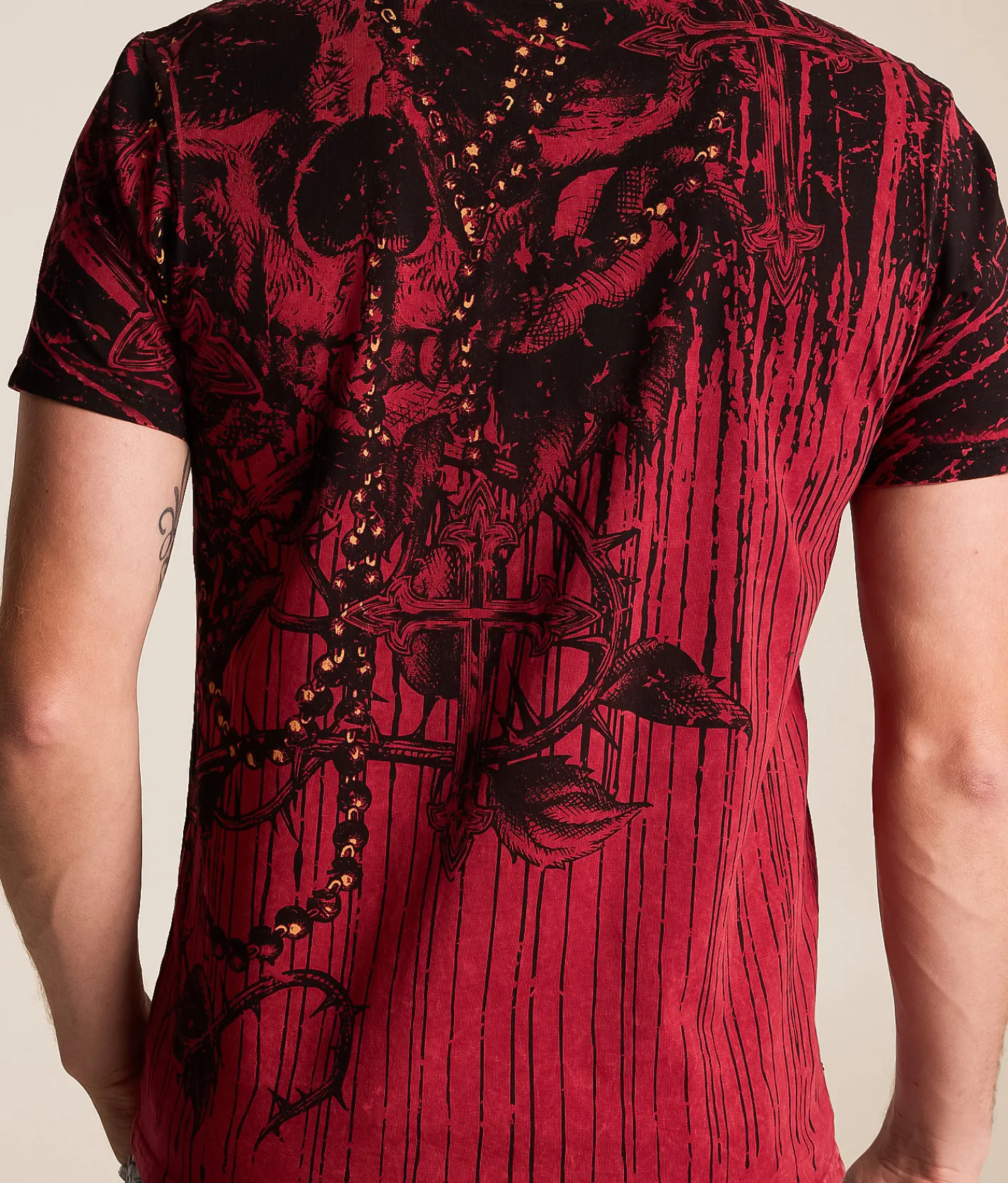 Affliction Chemical Rain T-Shirt Dirty Red Lava Wash Best