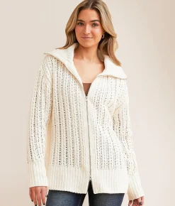 BKE Chenille Cardigan Sweater Cream New