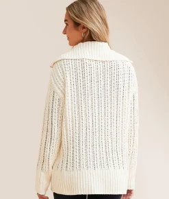 BKE Chenille Cardigan Sweater Cream New