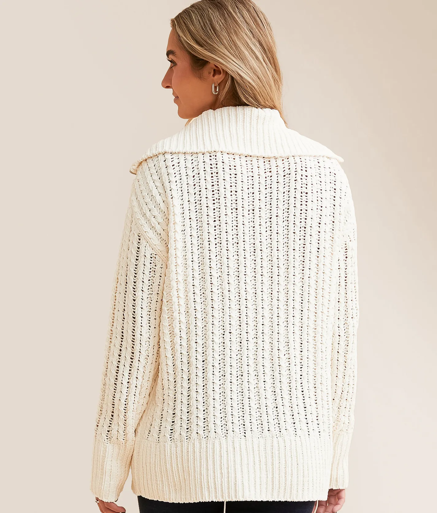 BKE Chenille Cardigan Sweater Cream New