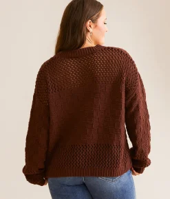 Tops | Daytrip Chenille Checkered Sweater Brown Stone
