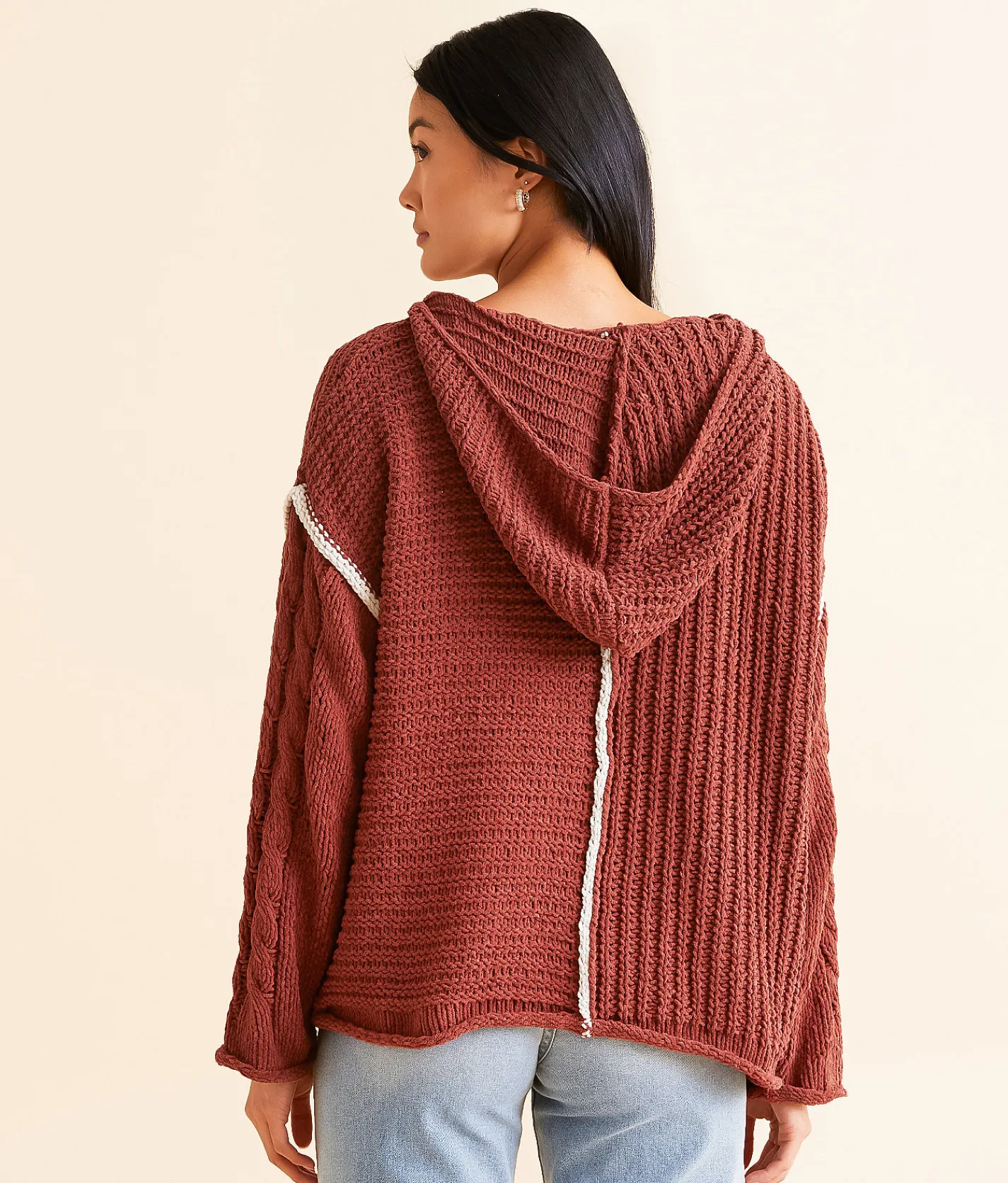 Tops | BKE Chenille Hooded Sweater Apple Butter Peyote