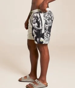 Bottoms|Swimwear | Sullen Cherubs Stretch Swim Trunks Cream