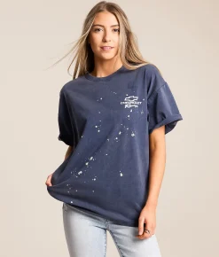 Goodie Two Sleeves Chevrolet Racing Oversized T-Shirt Pageant Blue New