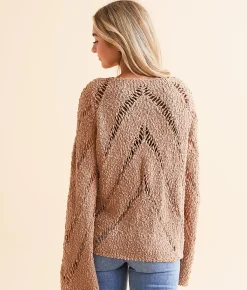 Blue Blush Chevron Nubby Sweater Chanterelle