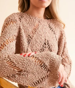 Blue Blush Chevron Nubby Sweater Chanterelle