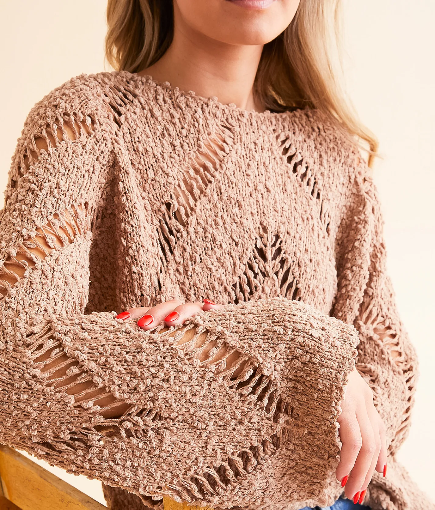 Blue Blush Chevron Nubby Sweater Chanterelle