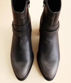 Mia Chiara Moto Ankle Boot Black New