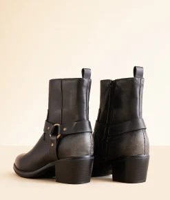 Mia Chiara Moto Ankle Boot Black New