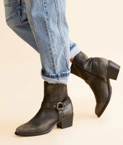 Mia Chiara Moto Ankle Boot Black New