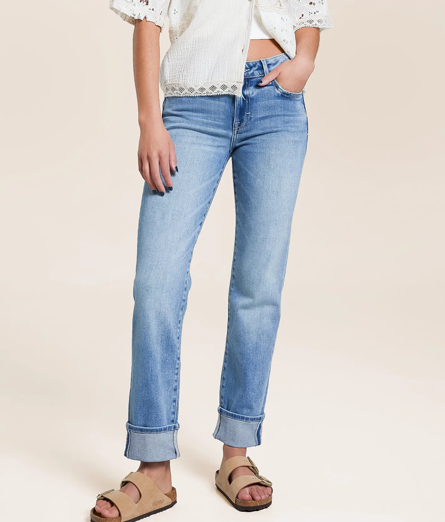 HIDDEN Chloe Cropped Straight Stretch Jean Wild Heart Clearance