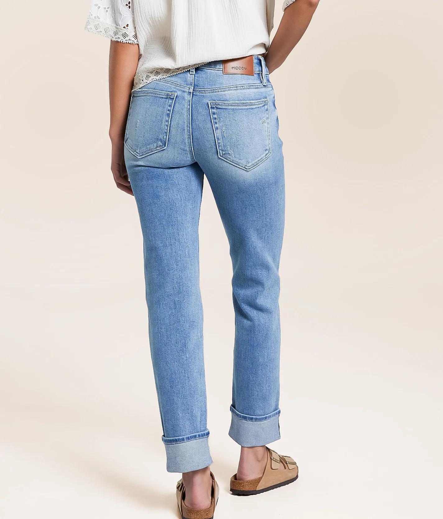 HIDDEN Chloe Cropped Straight Stretch Jean Wild Heart Clearance