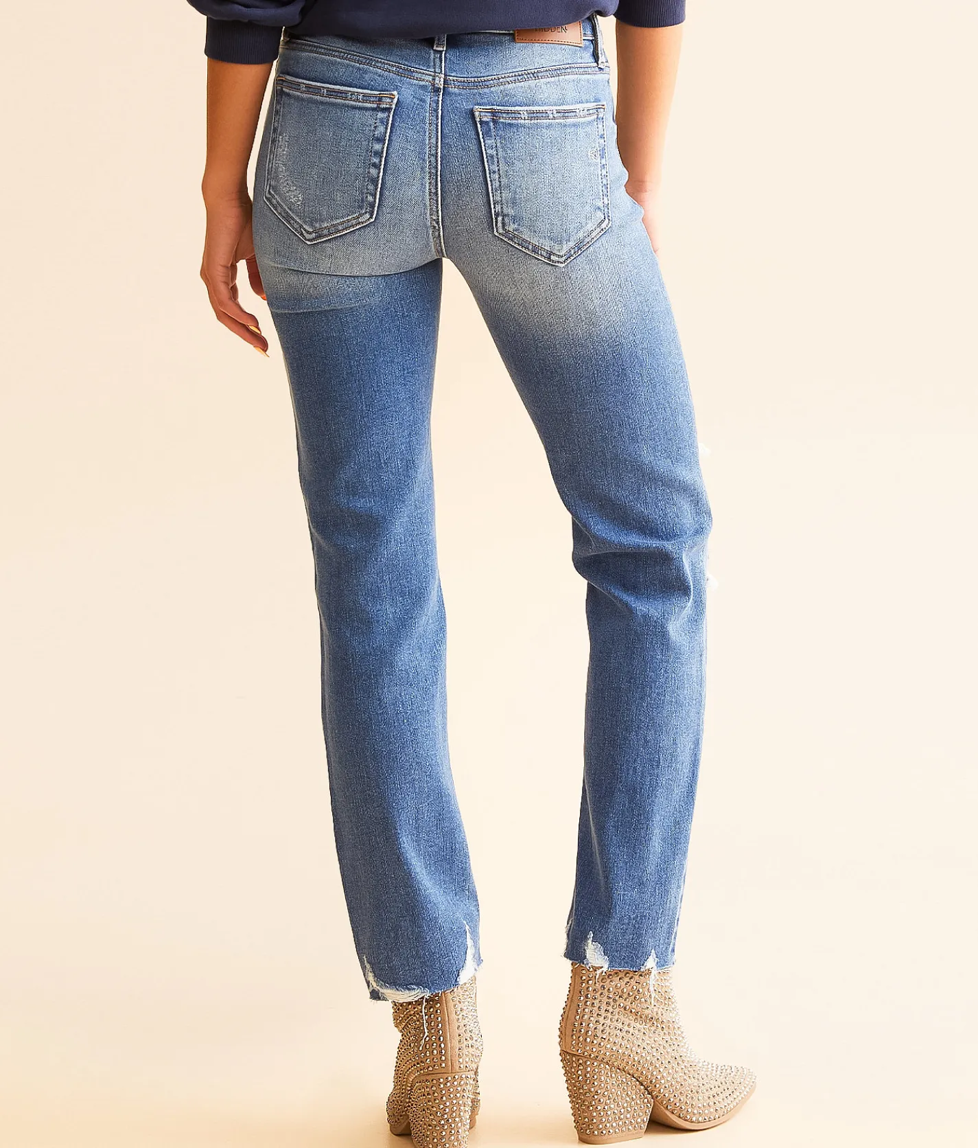 HIDDEN Chloe Cropped Straight Stretch Jean Medium Dark New