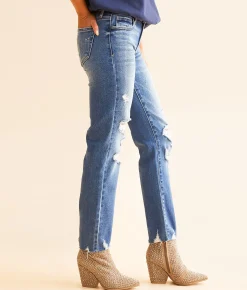 HIDDEN Chloe Cropped Straight Stretch Jean Medium Dark New