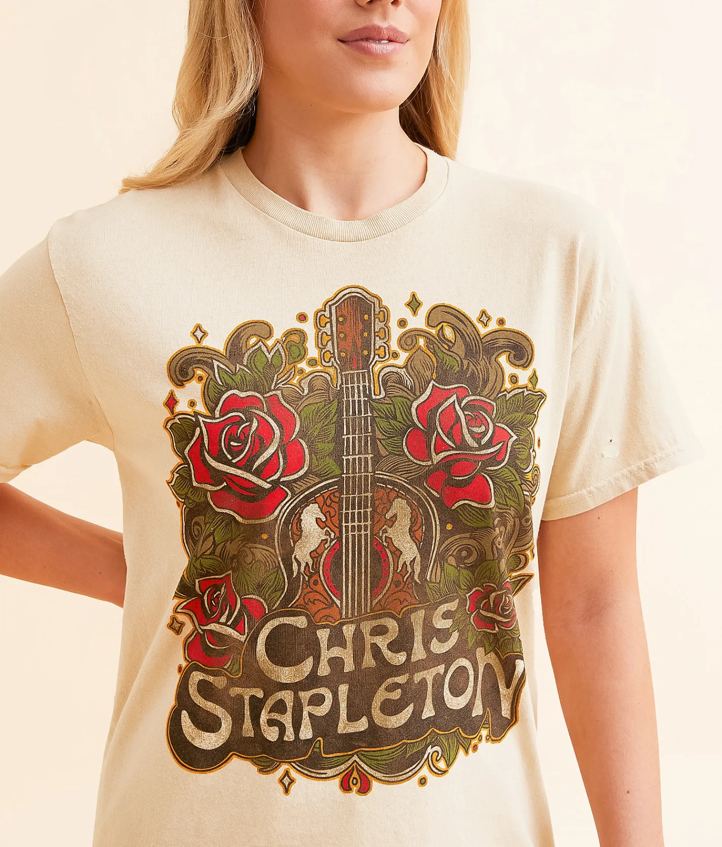 Tops | Merch Traffic Chris Stapleton Band T-Shirt Natural