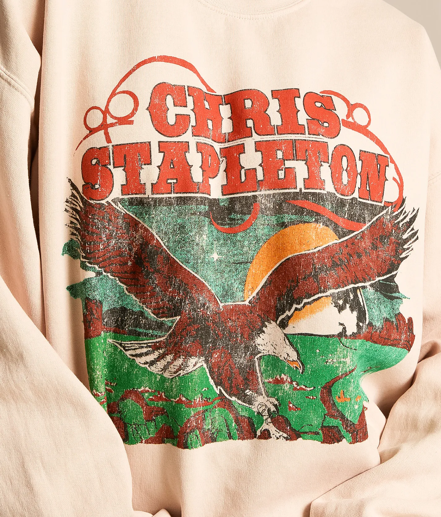 Merch Traffic Chris Stapleton Oversized Band Pullover Natural Hot