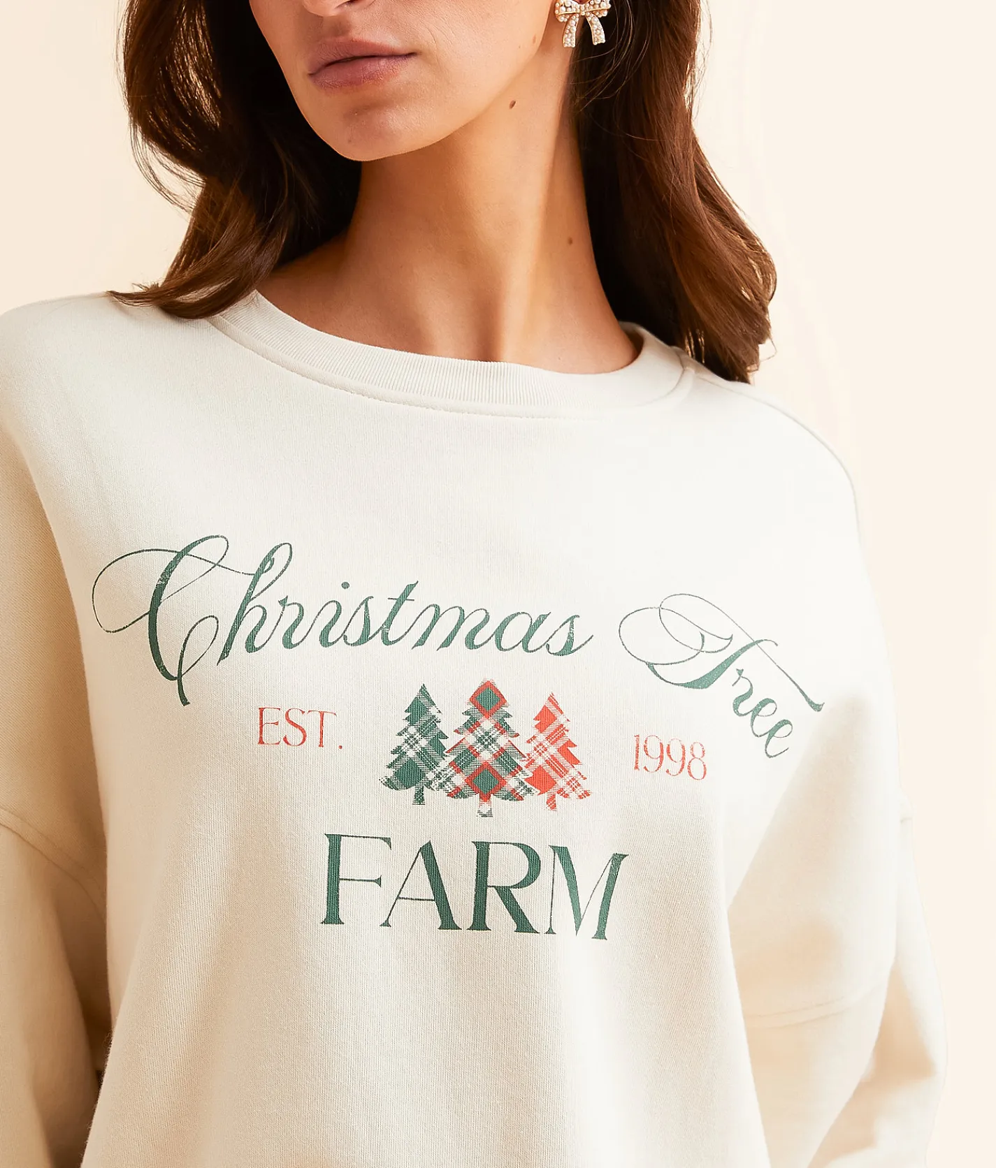 Tops | Modish Rebel Christmas Tree Farm Oversized Pullover White