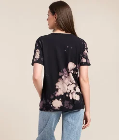 Tops | Affliction Chromium Heart Dagger T-Shirt Black Bleach Wash